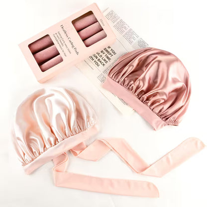 4pcs Heatless Curling Set – No Heat Overnight Curling Rod & Satin Bonnet for Frizz-Free Curls