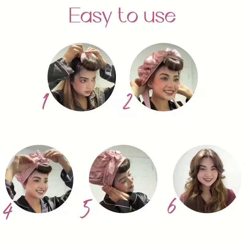 4pcs Heatless Curling Set – No Heat Overnight Curling Rod & Satin Bonnet for Frizz-Free Curls