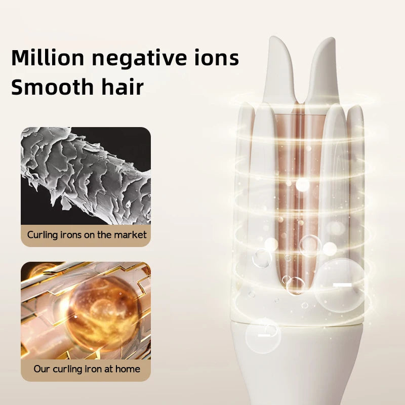 مكواة تجعيد الشعر الأوتوماتيكية XUMTOM 32 مم، بكرة شعر سيراميك دوارة أوتوماتيكية، مكواة تجعيد احترافية، عصا تجعيد الشعر 