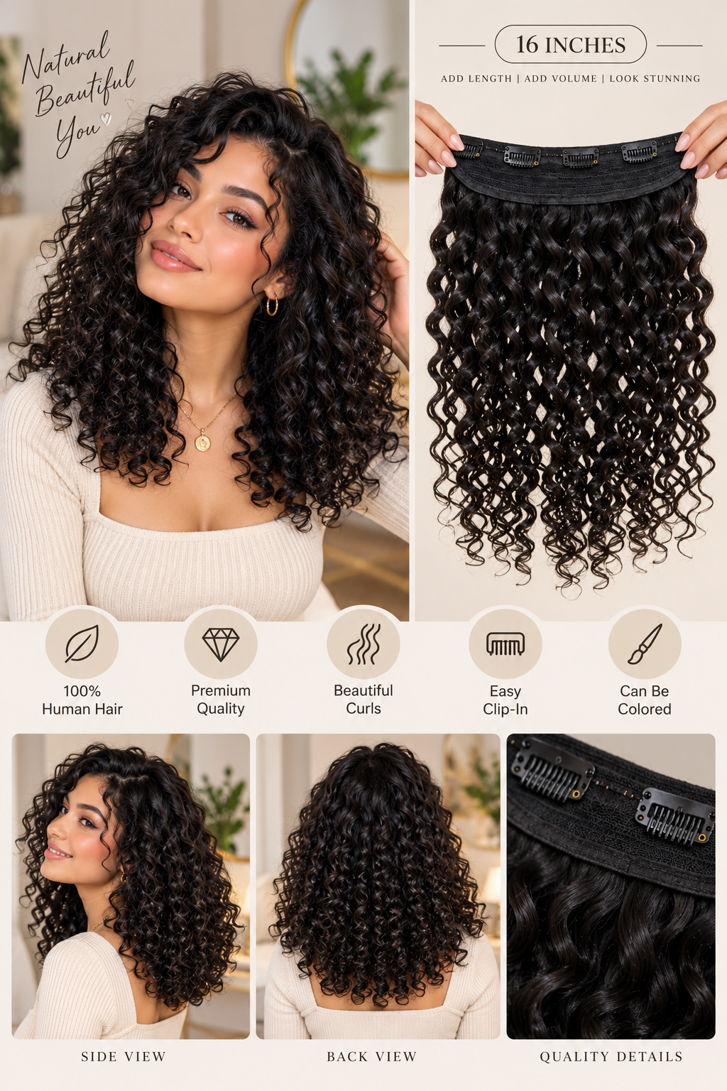 Curly Human Hair Clip-In Extensions – Italian & Vietnamese Hair | 16–30 Inches