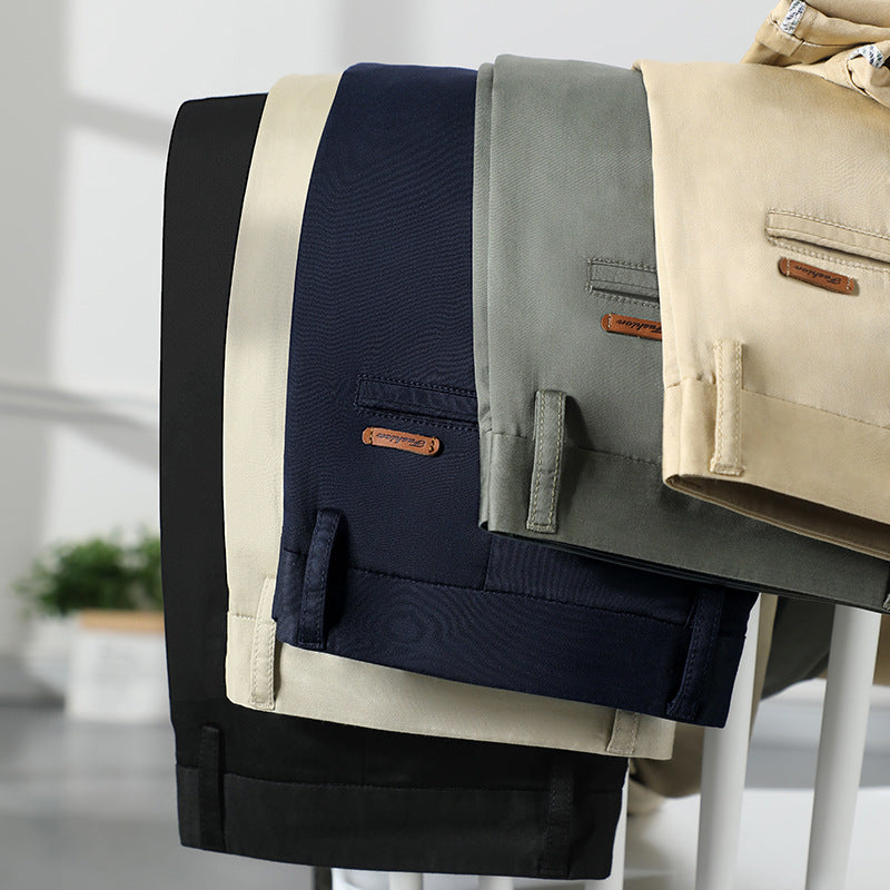 Summer Business Straight Men's High Waist Plus Size Loose Thin Trousers Breathable