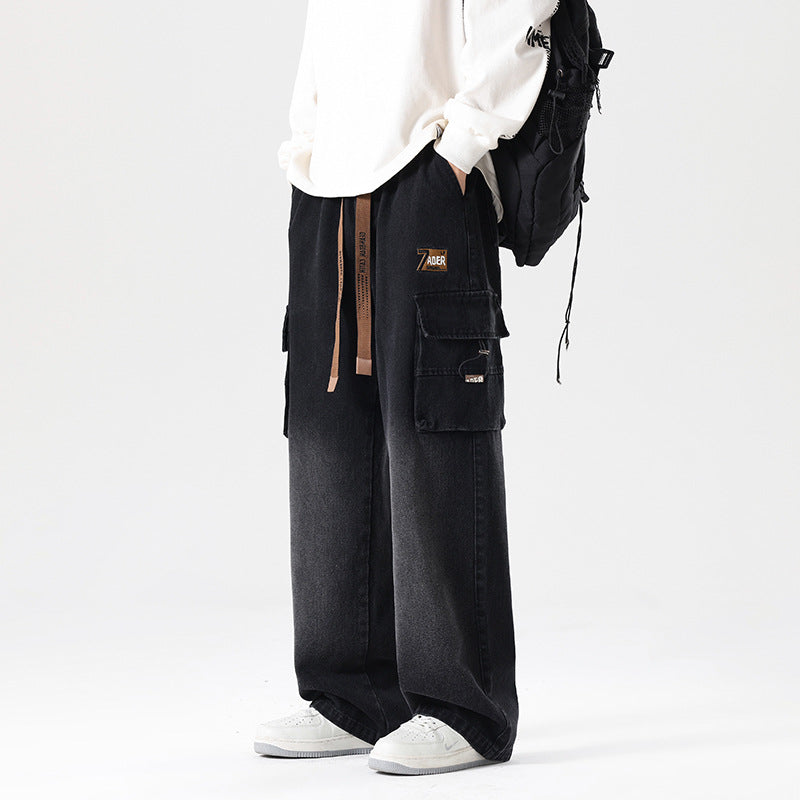 Fashion Wash Straight Cargo Jeans For Men