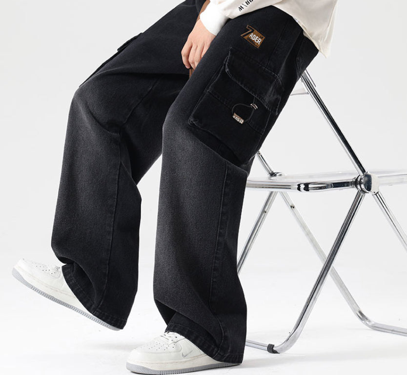 Fashion Wash Straight Cargo Jeans For Men