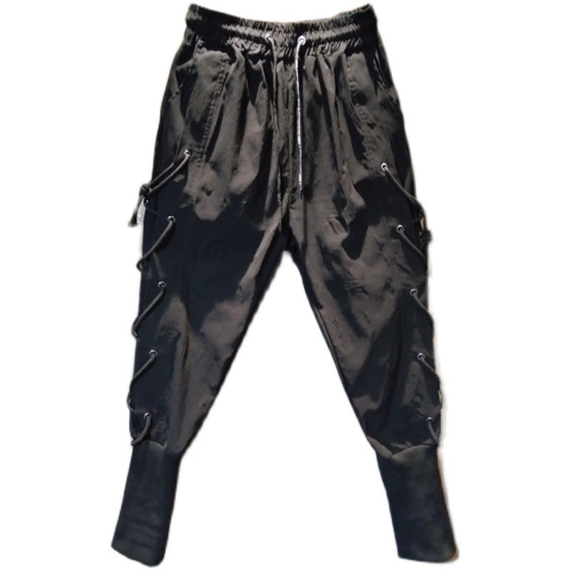 Loose Webbing Eyelet String Cargo Pants