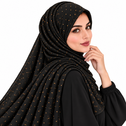 Chiffon Hijab for Women with Golden Stone Details/Sheila