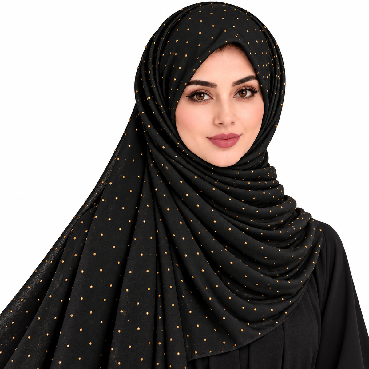 Chiffon Hijab for Women with Golden Stone Details/Sheila
