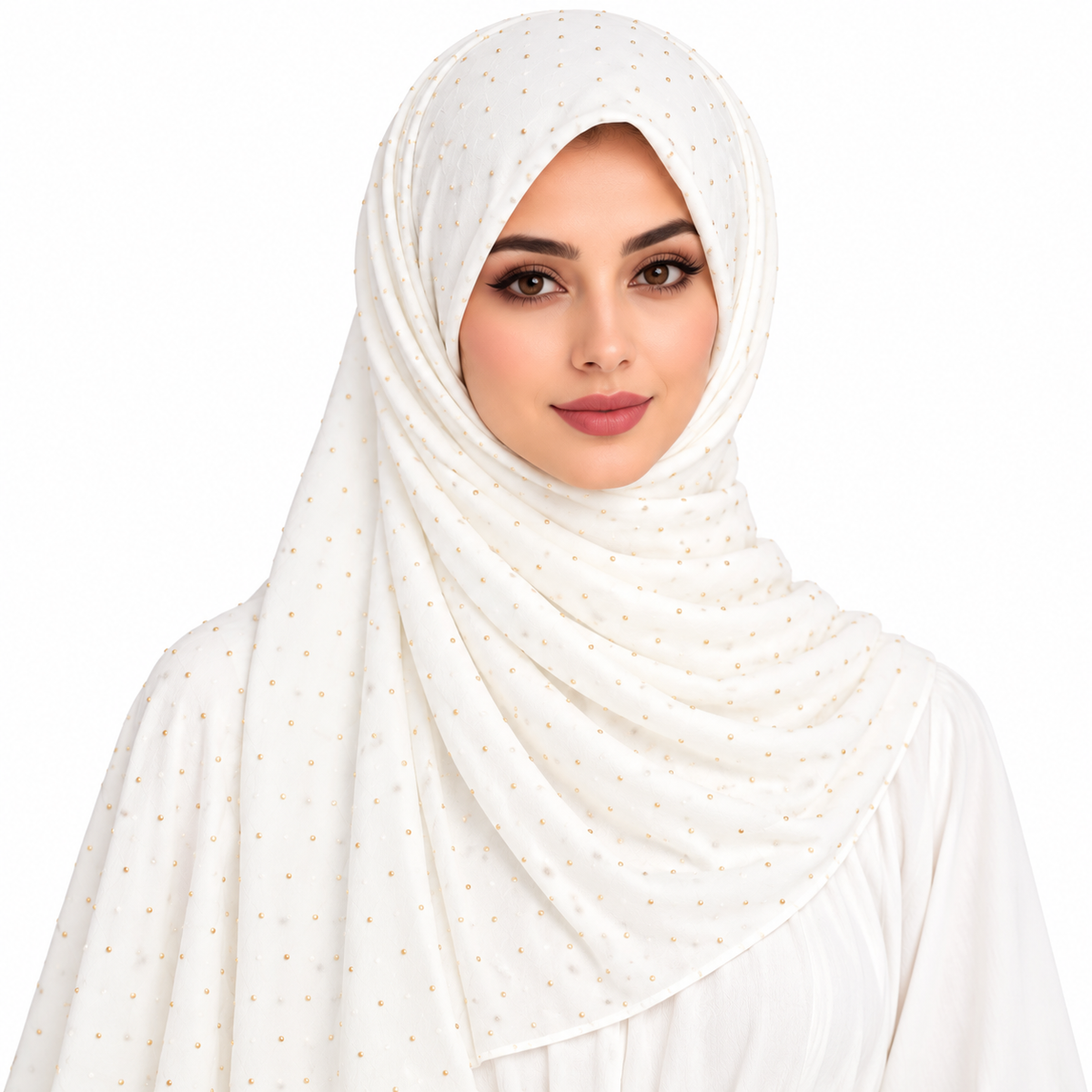 Chiffon Hijab for Women with Golden Stone Details/Sheila