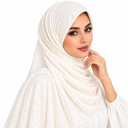 Chiffon Hijab for Women with Golden Stone Details/Sheila