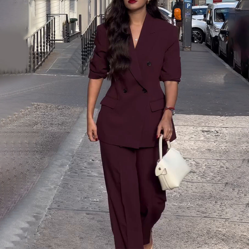 Womens Stylish V-Neck Blazer Suit