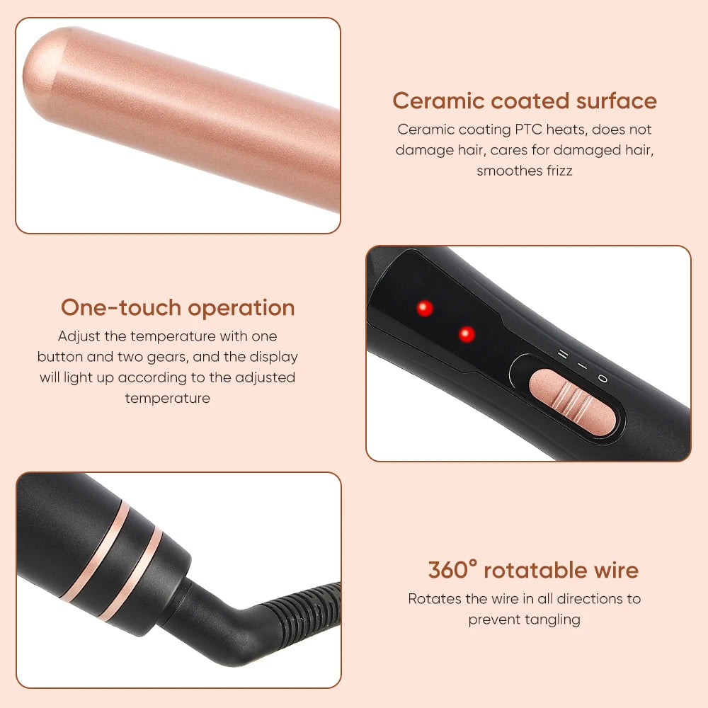 Multi-Functional Auto Rotating Interchangeable Curling Wand/Curling Iron Volumizing Brush/Automatic Curler with Ceramic Coating