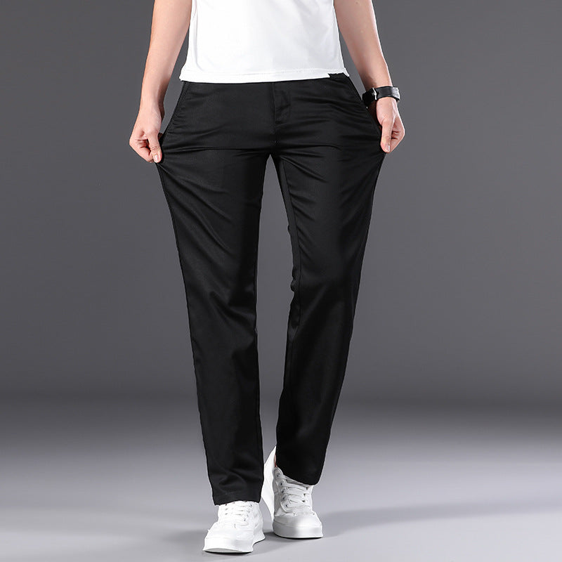 Summer Business Straight Men's High Waist Plus Size Loose Thin Trousers Breathable