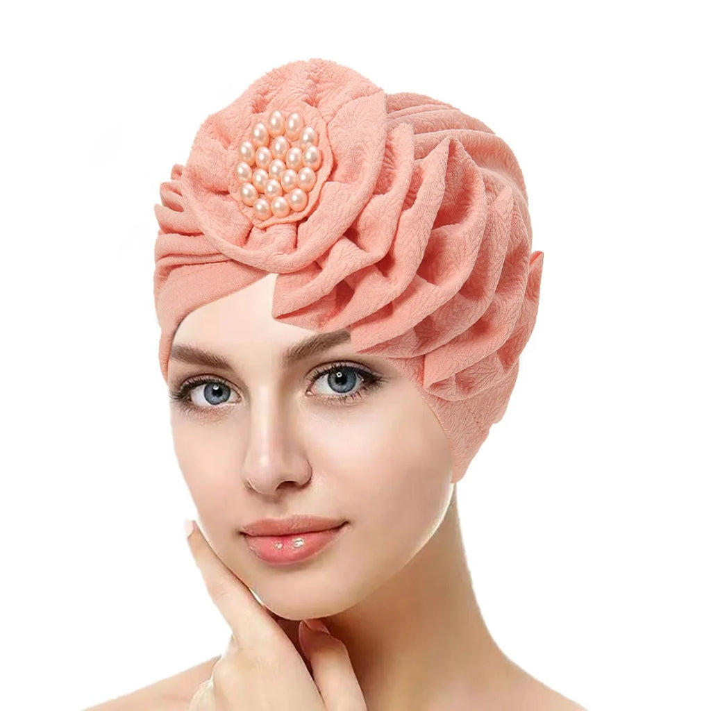 Premium Floral Muslim Hijab Hat - Elegant Turban Bonnet