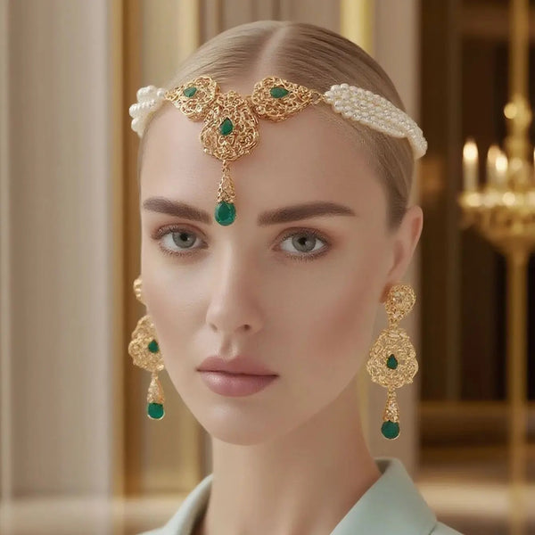 Moroccan Pearl Jewelry Set - Elegant Necklace & Earrings