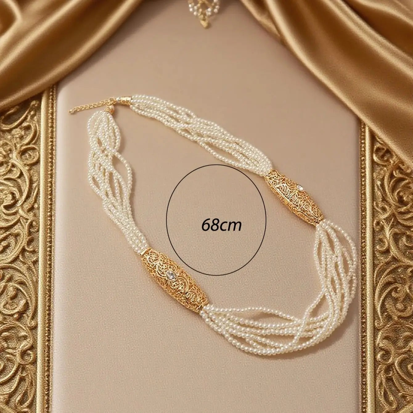 Handmade Arabic Pearl Necklace - Middle Eastern Bridal Wedding Jewelry